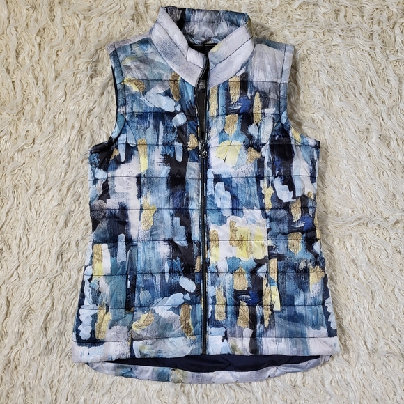 Dolcezza Paint Stroke Padded Gilet, Blue Multi Size Medium - Picture 3 of 16